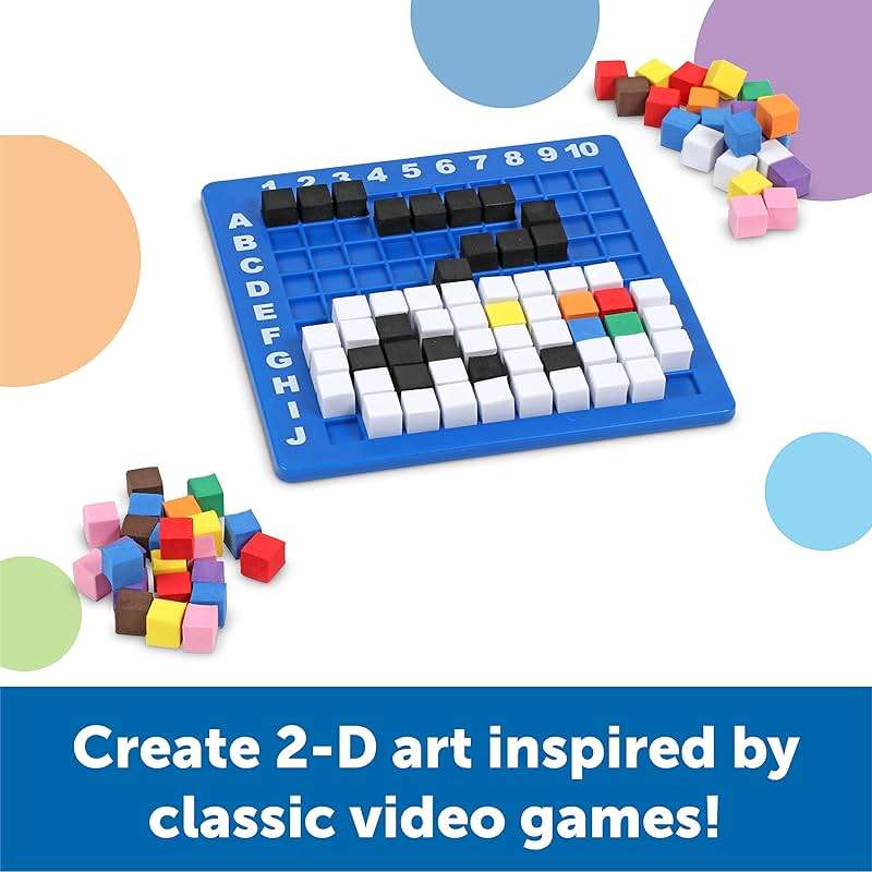 Learning Resources STEM Explorers Pixel Art Challenge - Science Kits & STEM Activities for Kids, Pattern Blocks, Fine Motor Skills, Math Manipulatives, Sorting and Counting, Gifts for Boys and Girls - Image 2