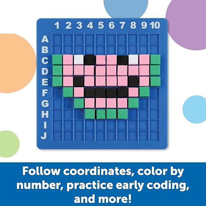 Learning Resources STEM Explorers Pixel Art Challenge - Science Kits & STEM Activities for Kids, Pattern Blocks, Fine Motor Skills, Math Manipulatives, Sorting and Counting, Gifts for Boys and Girls - Image 4