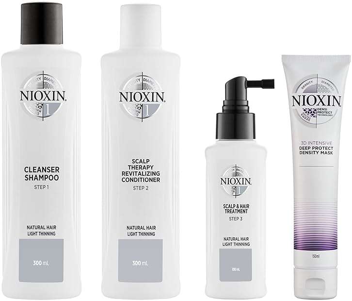 Nioxin System Kit 1, Cleanse, Condition, & Treat the Scalp for Thicker and Stronger Hair, 3 Month Supply + Deep Protect Density Mask, Anti-Breakage Strengthening Treatment for Damaged or Colored Hair - Image 1