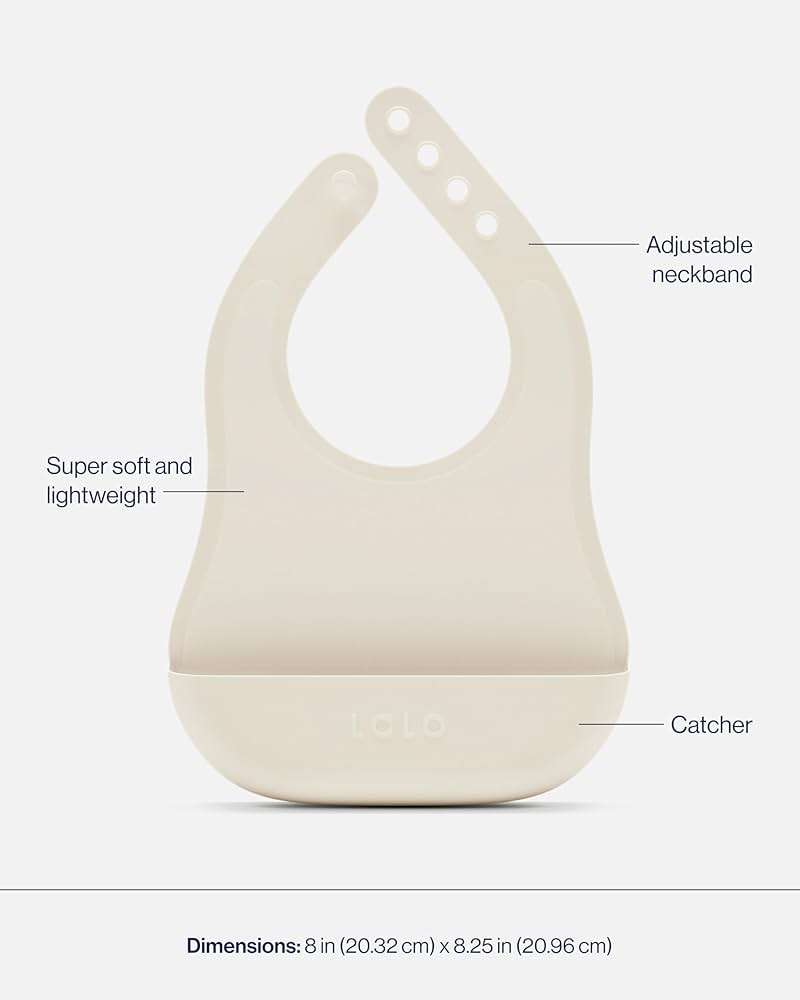 Lalo First Bites Silicone Baby Feeding Set - Baby Led Weaning Supplies - Non-Toxic Silicone - Includes 1 Bib, 2 Spoons, Training Cup, Suction Plate and Bowl - 6 Pieces - Oatmeal - Image 6