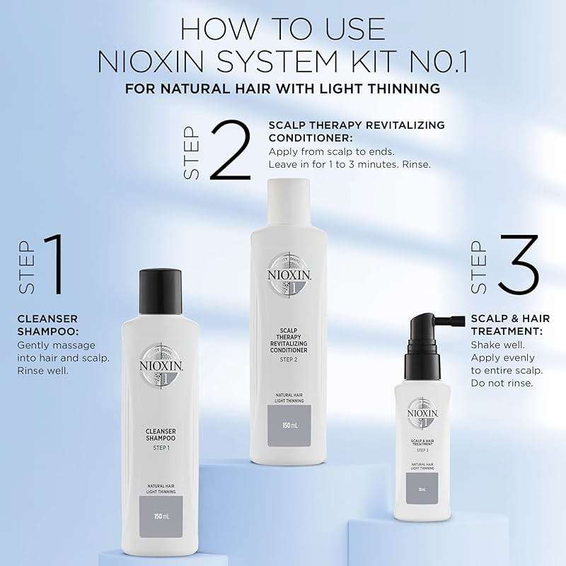 Nioxin Scalp + Hair Thickening System 1 Kit | For Natural-Hair with Light Thinning | Cleanse, Condition, & Treat + Night Density Rescue, Overnight Leave-in Antioxidant Serum for Thickness | Bundle - Image 3