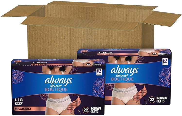 Always Discreet Boutique Incontinence and Postpartum Underwear for Women, Maximum Protection, Large, Rosy, 44 Count (2 Packs of 22) - Image 10