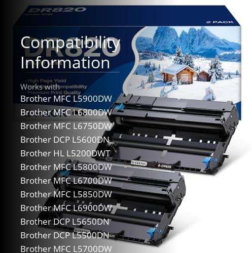DR820 Drum Unit Compatible for Brother DR 820 DR-820 Replacement for MFC-L5900DW HL-L6200DW HL-L5100DN MFC-L5800DW MFC-L5700DW HL-L5200DWT MFC-L6700DW HL-L5200DW (2 Drum Unit, NOT Toner) - Image 3