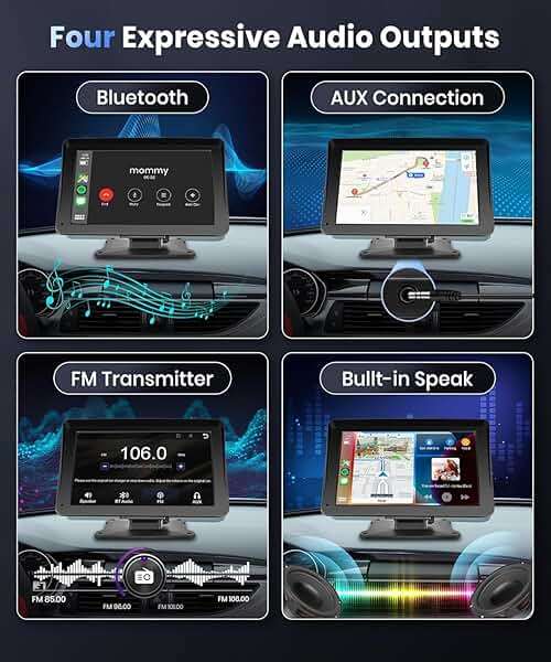 Podofo Portable Car Stereo Wireless Carplay Android Auto,7 Inch Touch Screen Car Radio with Bluetooth Hands-Free/Mirror Link/Maps Navigation/Voice Control/TF Card/AUX,for Cars, Trucks, SUVs - Image 6