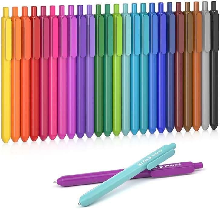 Shuttle Art Colored Retractable Gel Pens, 24 Bright Ink Colors, Cute Pens 0.7mm Fine Point Quick Drying for Writing Drawing Journaling Note Taking School Office Home - Image 1