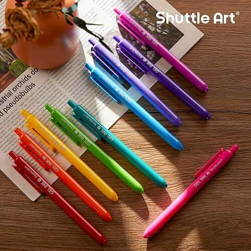 Shuttle Art Colored Retractable Gel Pens, 24 Bright Ink Colors, Cute Pens 0.7mm Fine Point Quick Drying for Writing Drawing Journaling Note Taking School Office Home - Image 8