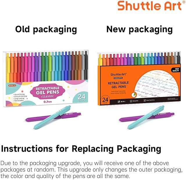 Shuttle Art Colored Retractable Gel Pens, 24 Bright Ink Colors, Cute Pens 0.7mm Fine Point Quick Drying for Writing Drawing Journaling Note Taking School Office Home - Image 9