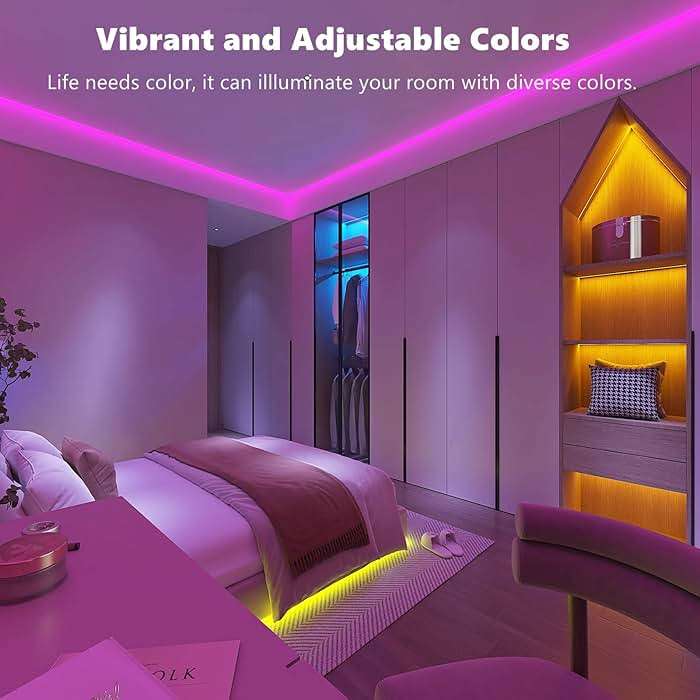 ZOZOO 100ft Led Lights for Bedroom(2 Rolls of 50ft), Smart RGB Led Strip Lights with 44-Key Remote & APP Control Music Sync with Color Changing for Home Party Festival Decoration - Image 3
