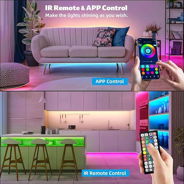 ZOZOO 100ft Led Lights for Bedroom(2 Rolls of 50ft), Smart RGB Led Strip Lights with 44-Key Remote & APP Control Music Sync with Color Changing for Home Party Festival Decoration - Image 5