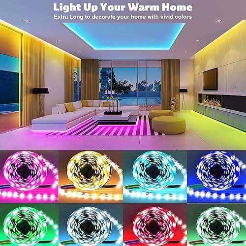 ZOZOO 100ft Led Lights for Bedroom(2 Rolls of 50ft), Smart RGB Led Strip Lights with 44-Key Remote & APP Control Music Sync with Color Changing for Home Party Festival Decoration - Image 7