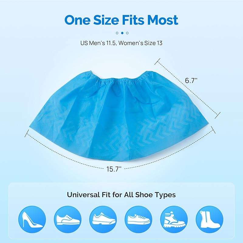 JMU 100 Pcs Shoe Covers Disposable, Non Slip Medical Shoe Covers, Durable and Recyclable Non-Woven Booties Covers for Hospital, Home, Large Size Fits Most Shoes, Blue - Image 2