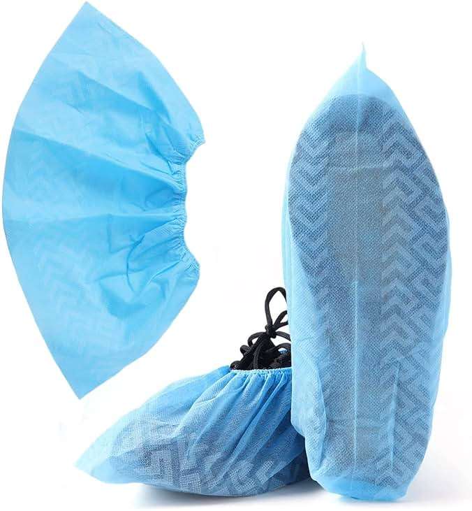 JMU 100 Pcs Shoe Covers Disposable, Non Slip Medical Shoe Covers, Durable and Recyclable Non-Woven Booties Covers for Hospital, Home, Large Size Fits Most Shoes, Blue - Image 8