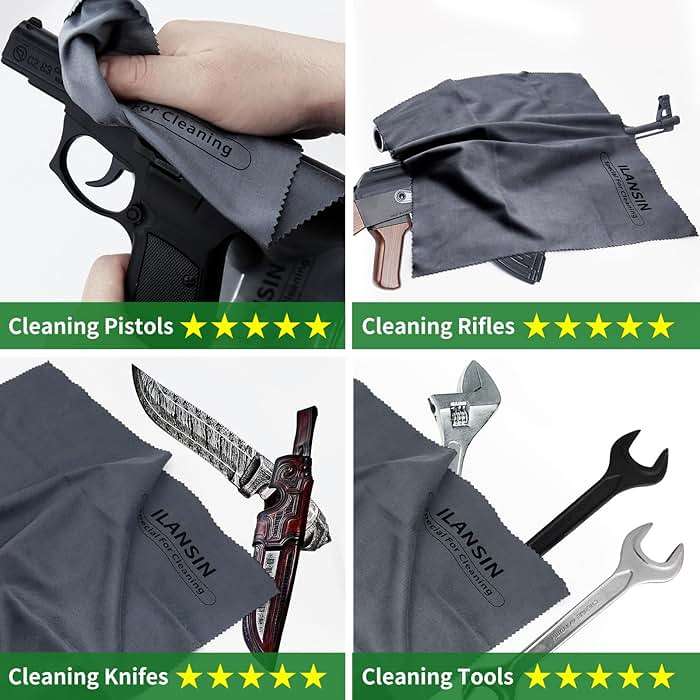 ILANSIN 10/6Pack Technology Microfiber Black/Gray Gun Cleaning Cloth-Large Size-Lint Free-Reusable Cleaning pad for All Firearm-Each Pack is Individually Packaged-Gun Cleaning Supplies Store - Image 4