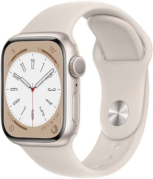 Apple Watch Series 8 (GPS, 41MM) - Starlight Aluminum Case with Starlight Sport Band M/L (Renewed Premium) - Image 1