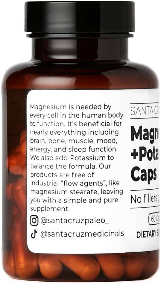 Santa Cruz Paleo Magnesium + Potassium Caps, Supplement for Men and Women, Paleo, Keto, Sugar & Gluten Free, Magnesium Glycinate 166mg and Potassium Citrate 38mg per Serving, American Made, 60 Caps - Image 5