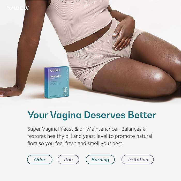 VWELL Boric Acid Vaginal Suppositories - Homeopathic Solution Maintains and Balances Healthy Vaginal pH & Microbiome Intimacy - Doctors Recommended (One Size, 30, Count) - Image 2