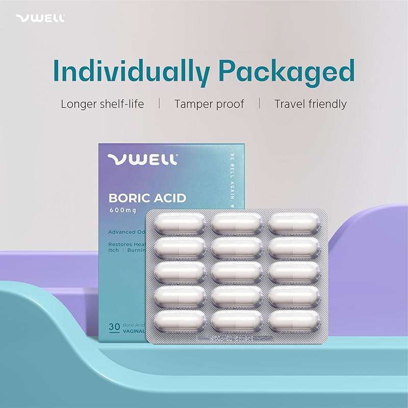 VWELL Boric Acid Vaginal Suppositories - Homeopathic Solution Maintains and Balances Healthy Vaginal pH & Microbiome Intimacy - Doctors Recommended (One Size, 30, Count) - Image 5