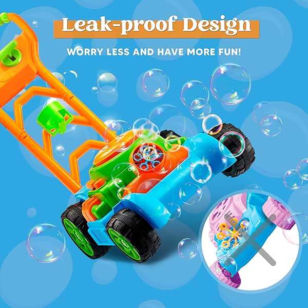 SLOOSH Bubble Lawn Mower Toddler Toys - Spill-Proof Bubble Machine Pretend Gardening Play Toy for Age 1 2 3 1-3 Year Old Baby Boys Indoor Outdoor Use, Easter Basket Stuffers Birthday Gifts (Blue) - Image 8