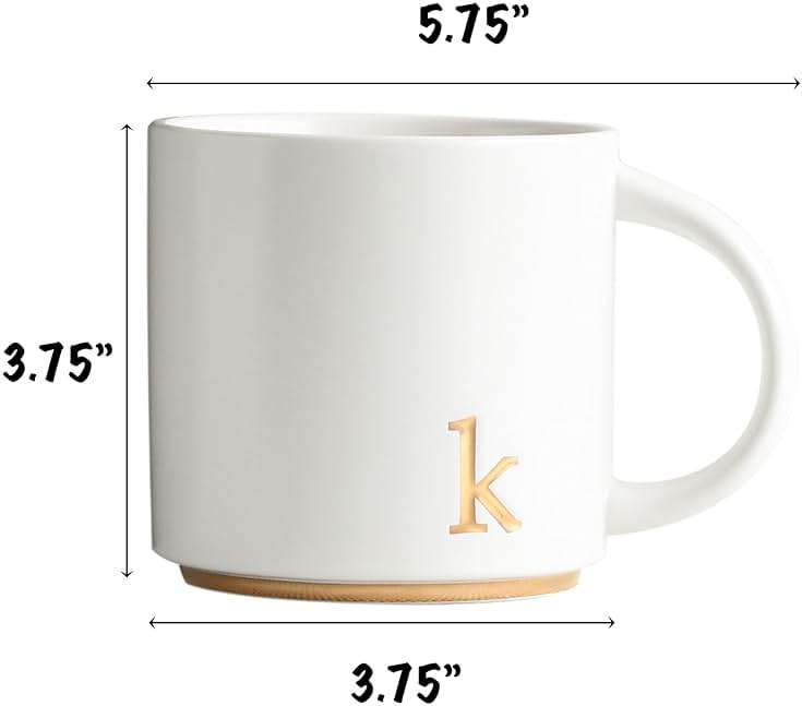 COLLECTIVE HOME - Monogram Ceramic Mugs, 15 oz Golden Initial Coffee Cups, Elegant Alphabet Tea Mugs, Elegant Personalized Mug with Gift Box, Luxurious Cups for Office and Home (k) - Image 3