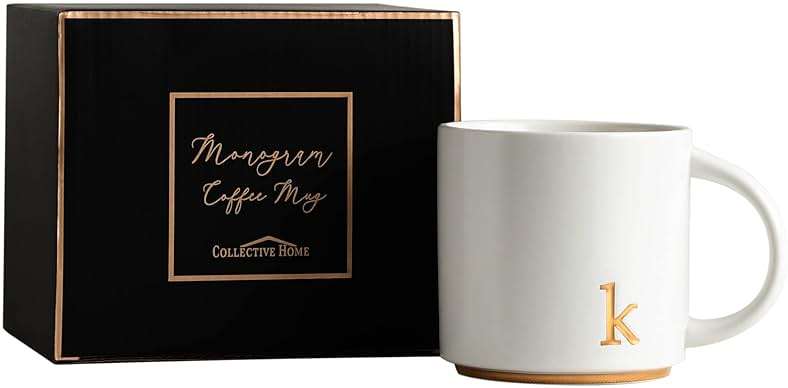 COLLECTIVE HOME - Monogram Ceramic Mugs, 15 oz Golden Initial Coffee Cups, Elegant Alphabet Tea Mugs, Elegant Personalized Mug with Gift Box, Luxurious Cups for Office and Home (k) - Image 6