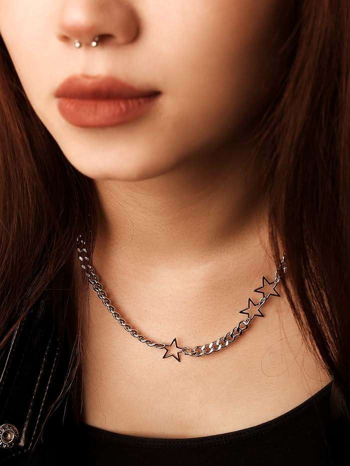 Sacina Gothic Punk Star Necklace, Star Choker, Emo Punk Grunge Y2k Necklace, Y2k Jewelry, Christmas Jewelry Gift For Women - Image 2