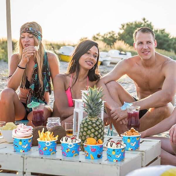 Didaey 150 Pack 8oz Ice Cream Cups Paper Bowls for Hot Cold Food, Disposable Pool Party Supplies for Birthday, Summer Beach Theme Snack Treat Soup Cups for Baby Shower Decorations Bulk - Image 5