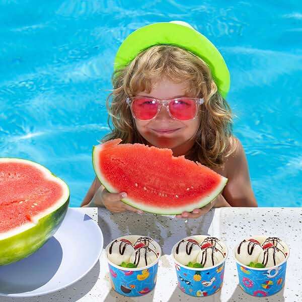 Didaey 150 Pack 8oz Ice Cream Cups Paper Bowls for Hot Cold Food, Disposable Pool Party Supplies for Birthday, Summer Beach Theme Snack Treat Soup Cups for Baby Shower Decorations Bulk - Image 7