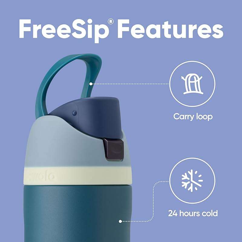 Owala FreeSip Insulated Stainless Steel Water Bottle with Straw, BPA-Free Sports Water Bottle, Great for Travel, 24 Oz, Denim - Image 5