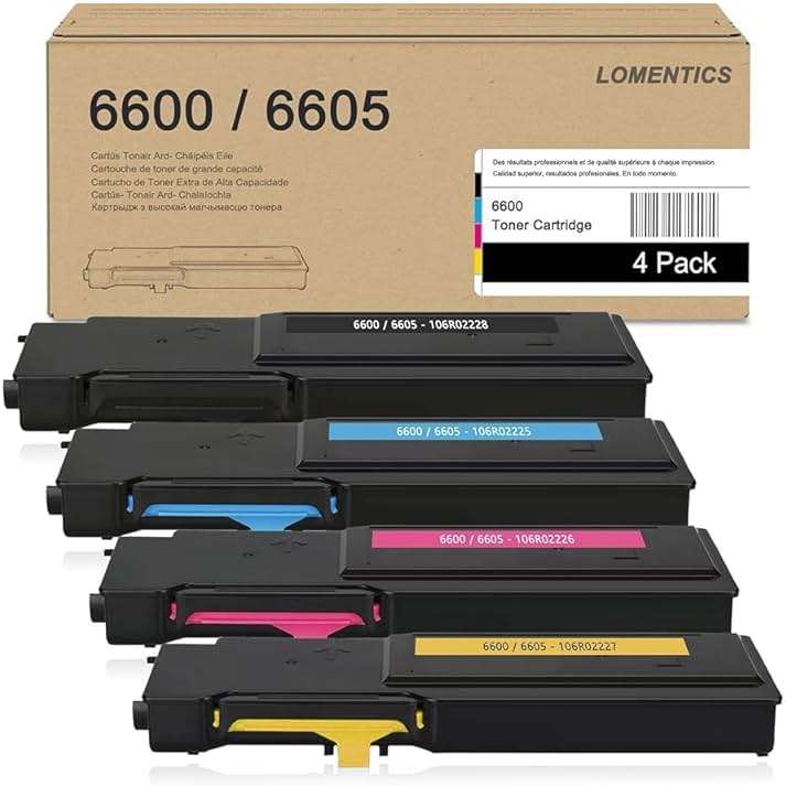 Phaser 6600 / WorkCentre 6605 High Capacity Toner (4 Pack, BK/C/M/Y) - 106R02228 106R02225 106R02226 106R02227 Toner Replacement for Xerox Phaser 6600 6600N 6600DN WorkCentre 6605N 6605DN Printer - Image 1