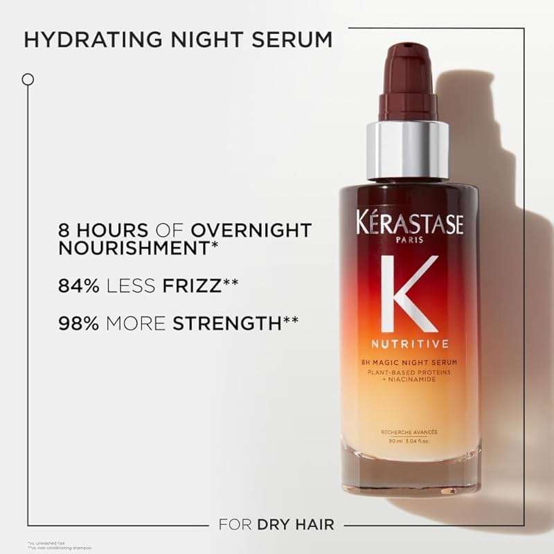 Kerastase Nutritive 8H Magic Night Serum - Overnight Treatment for Dry Hair, Enhances Shine, Nourishes and Reduces Frizz, With Plant-Based Proteins - Image 2