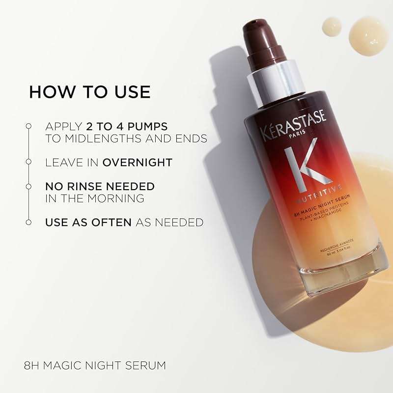 Kerastase Nutritive 8H Magic Night Serum - Overnight Treatment for Dry Hair, Enhances Shine, Nourishes and Reduces Frizz, With Plant-Based Proteins - Image 5