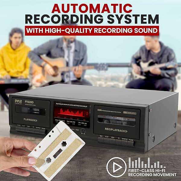 Pyle Dual Cassette Deck Stereo - Hi-Fi Sound, Compact and Portable Tape Recorder Player with Digital Professional Noise Reducing System and RCA Cables, Record & Play Audio and Music - PT639D.5 - Image 4