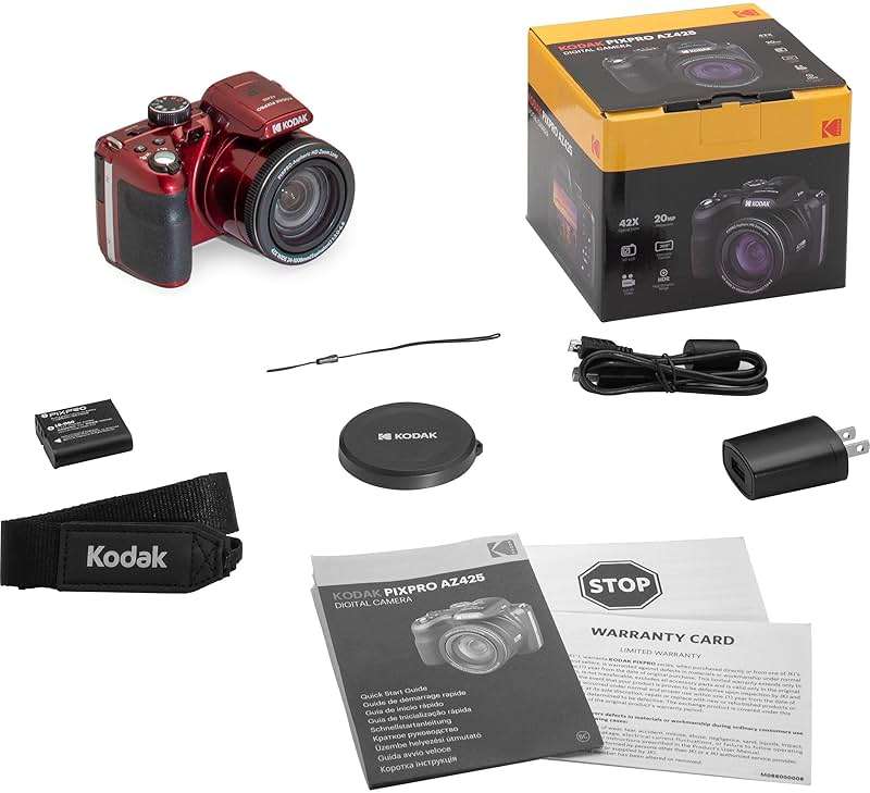 Kodak PIXPRO AZ425 Digital Camera + 32GB Memory Card + Camera Case (Black) + Battery + Charger + USB Card Reader + Table Tripod + Accessories (Red) - Image 7
