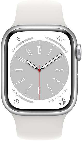 Apple Watch Series 8 [GPS + Cellular, 41mm] - Silver Aluminum Case with White Sport Band, S/M (Renewed) - Image 2