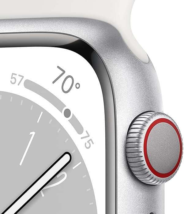Apple Watch Series 8 [GPS + Cellular, 41mm] - Silver Aluminum Case with White Sport Band, S/M (Renewed) - Image 3