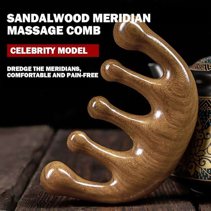 Cureder Wooden Scalp Massager - Handmade 100% Natural Green Sandalwood Wide Tooth Combs - Wood Massage Comb & Sandalwood Comb for Luxurious Hair Care - Image 2