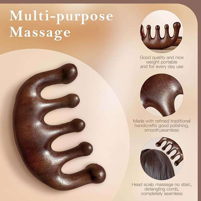 Cureder Wooden Scalp Massager - Handmade 100% Natural Green Sandalwood Wide Tooth Combs - Wood Massage Comb & Sandalwood Comb for Luxurious Hair Care - Image 4