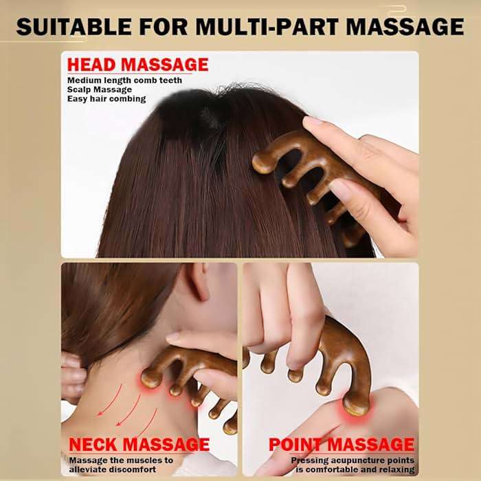 Cureder Wooden Scalp Massager - Handmade 100% Natural Green Sandalwood Wide Tooth Combs - Wood Massage Comb & Sandalwood Comb for Luxurious Hair Care - Image 7