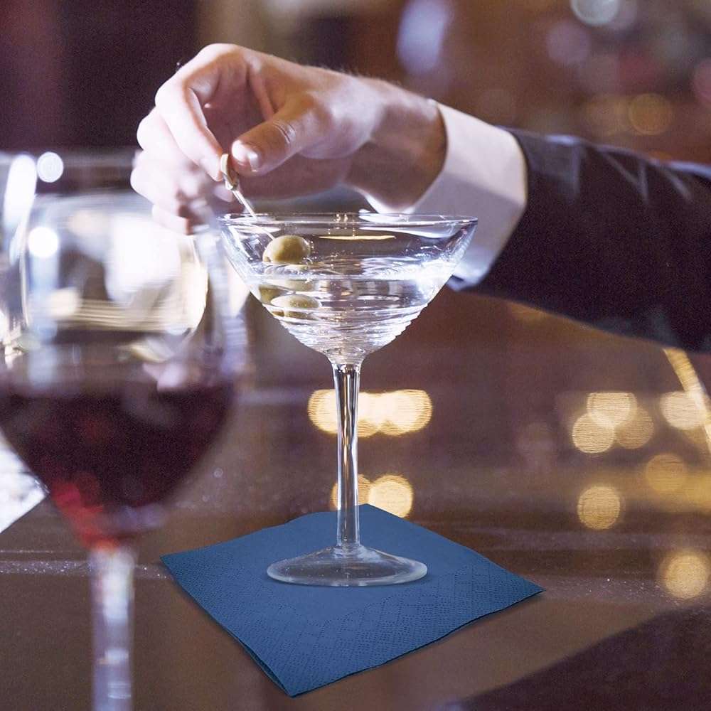 300 Count Navy Blue Beverage Napkins,2-Ply Navy Cocktail Napkins,Disposable Blue Party Napkins for Dinner Wedding Birthday Party Graduation - Image 3