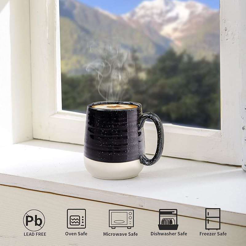 HASENSE Large Coffee Mug, 20 oz Ceramic Coffee Cup with Comfortable Handle for Office and Home, Ideal for Coffee Tea Latte, Dishwasher Microwave Safe, 1 PCS(Black) - Image 6