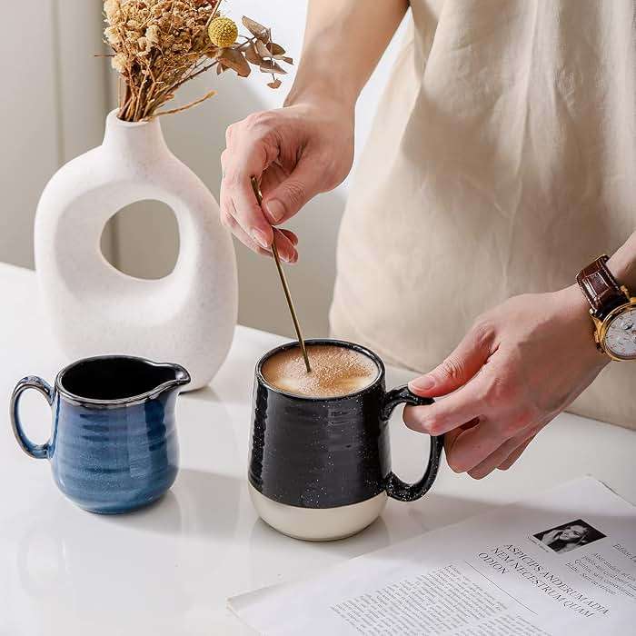 HASENSE Large Coffee Mug, 20 oz Ceramic Coffee Cup with Comfortable Handle for Office and Home, Ideal for Coffee Tea Latte, Dishwasher Microwave Safe, 1 PCS(Black) - Image 7
