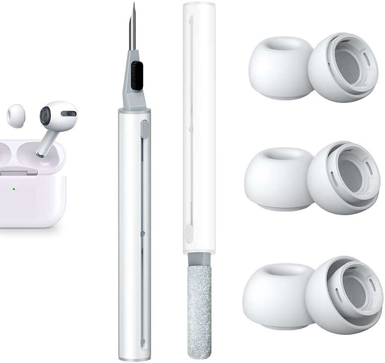 [3 Pairs] Replacement Ear Tips for AirPods Pro and AirPods Pro 2nd Generation with Noise Reduction Hole, 3 in 1 Cleaner Kit for AirPods 1 2 3 Pro/Pro 2, Silicone Ear Tips for AirPods Pro (S/M/L) - Image 1