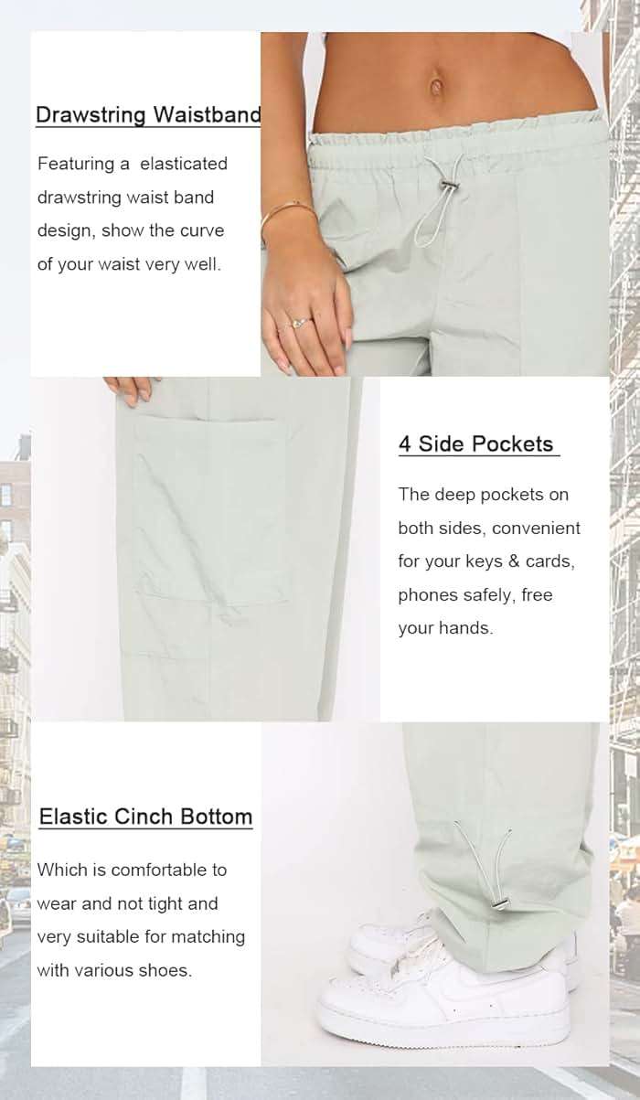 DISCIPBUSH Cargo Pants Women Baggy - Parachute Pants for Women, Rave Y2K Festival Outfits Hiking Camping Essentials - Image 8