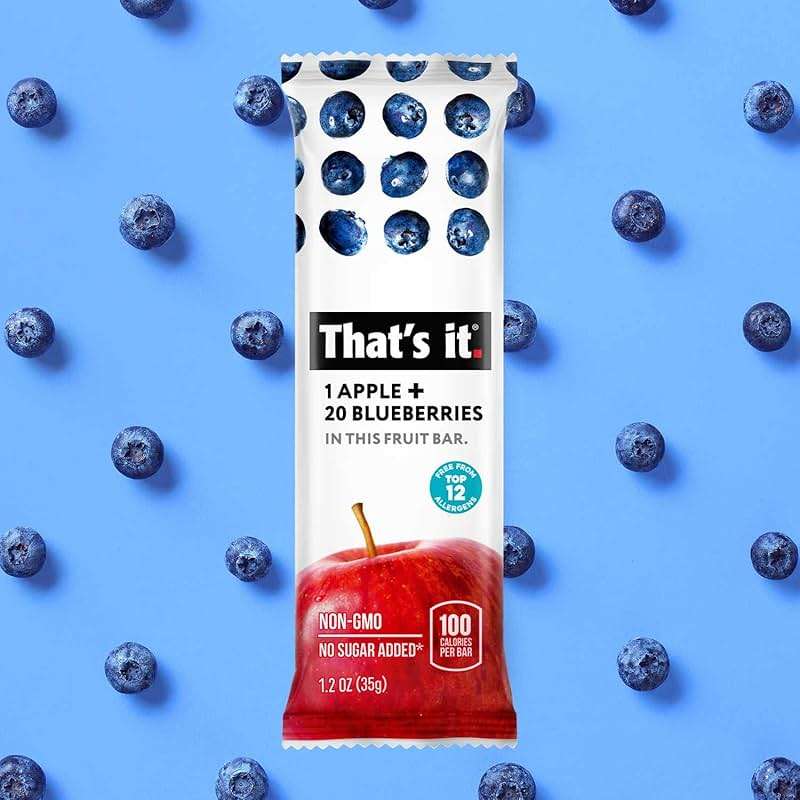That's it 12 Variety Pack Fruit Bars (6 Strawberry, 6 Blueberry) No Sugar, 100% Natural Real Fruit Bar, High Fiber Vegan, Gluten Free, Paleo, Non-GMO - Image 6
