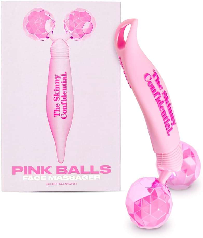 The Skinny Confidential Face Roller - Pink Balls Eye & Facial Roller Massager - Face Massage Tools Skincare for Wrinkles & Fine Lines, Sculpt, Contour, Tighten & De-Puff Skin - Image 1
