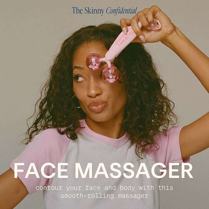 The Skinny Confidential Face Roller - Pink Balls Eye & Facial Roller Massager - Face Massage Tools Skincare for Wrinkles & Fine Lines, Sculpt, Contour, Tighten & De-Puff Skin - Image 2