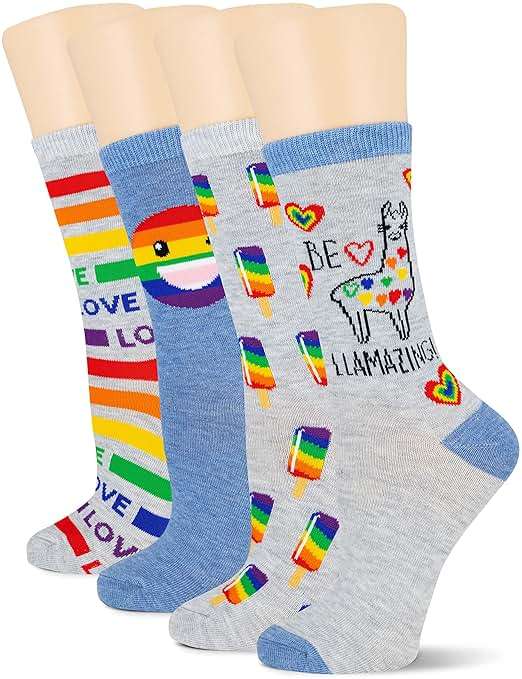K BELL Women's Fun Love and Nature Crew Socks (4-Pair) - Image 1