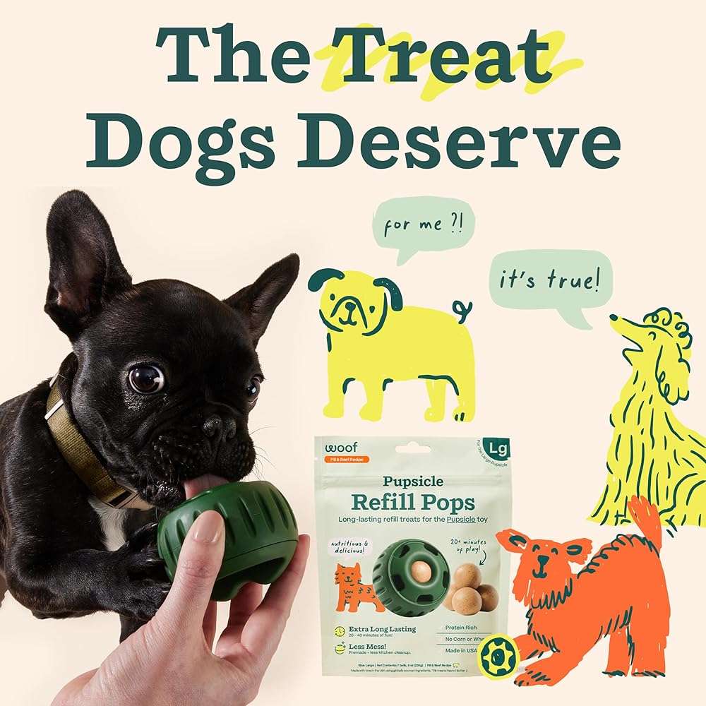 WOOF Pupsicle Refill Pops - Low-Mess Dog Snacks - with Peanut Butter and Beef - Dog Treats - Long Lasting - Large Pops - 7 Count - Image 7