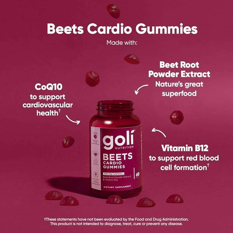 Goli Beets Cardio Gummies with CoQ10 and Vitamin B12 - Beetroot Extract - Cardiovascular Wellness - Vegan, Non-GMO, Gluten-Free - Image 2