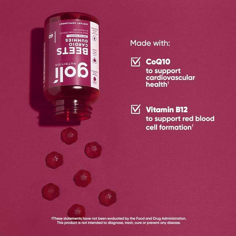 Goli Beets Cardio Gummies with CoQ10 and Vitamin B12 - Beetroot Extract - Cardiovascular Wellness - Vegan, Non-GMO, Gluten-Free - Image 4